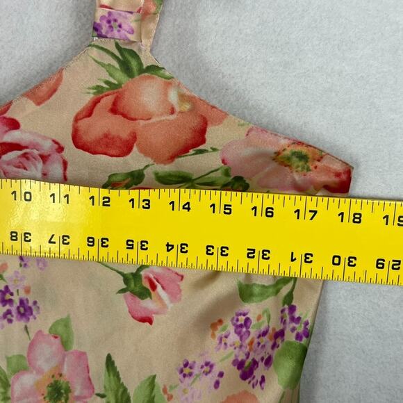 Cabernet Nightgown Women's Petite Small Satin Sleeveless Long Pink Floral Print - Picture 6 of 7